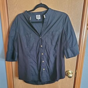 20/$30 Anne Klein Black Button Up XL Blouse